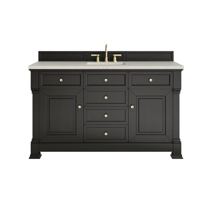 James Martin - Brookfield 60" Single Vanity, Black Onyx, w/ 3 CM Siberian Silestone Top w/FreePower Wireless Charger - 547-V60S-BKO-FSFR view 1