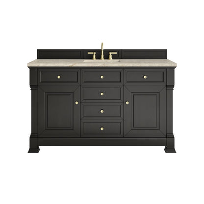 James Martin - Brookfield 60" Single Vanity, Black Onyx, w/ 3 CM Tajnar Eclos Top - 547-V60S-BKO-3TJR view 1