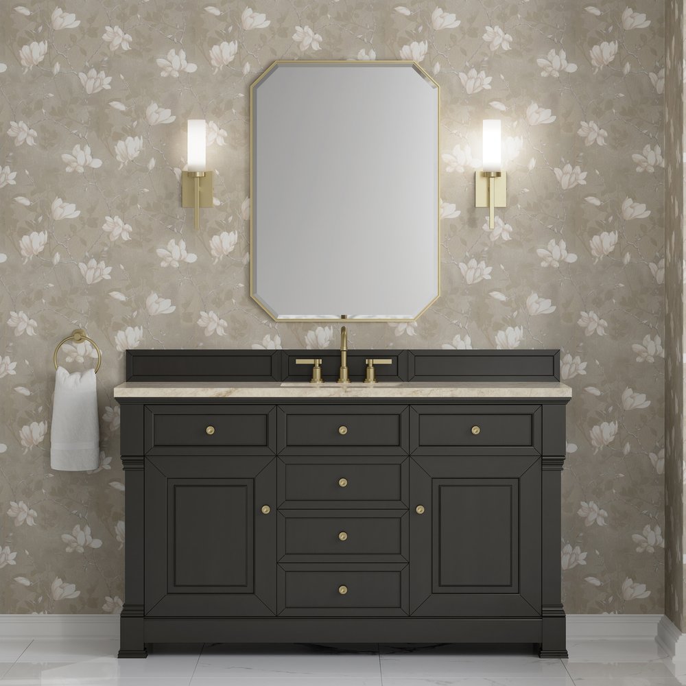 James Martin - Brookfield 60" Single Vanity, Black Onyx, w/ 3 CM Tajnar Eclos Top - 547-V60S-BKO-3TJR view 3