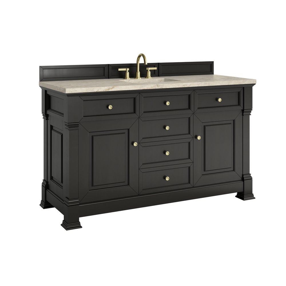 James Martin - Brookfield 60" Single Vanity, Black Onyx, w/ 3 CM Tajnar Eclos Top - 547-V60S-BKO-3TJR view 9