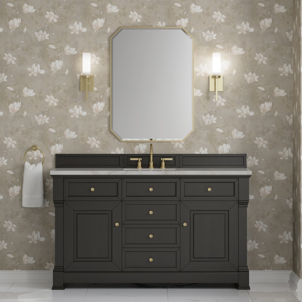 James Martin - Brookfield 60" Single Vanity, Black Onyx w/ 3 CM Victorian Silver Silestone Top - 547-V60S-BKO-3VSL view 3