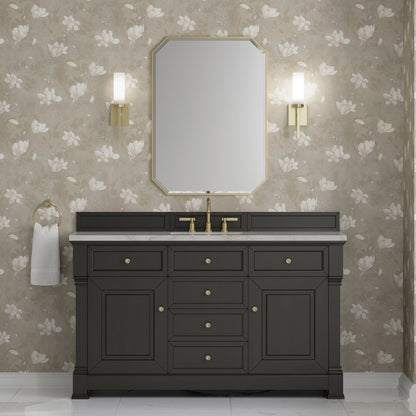 James Martin - Brookfield 60" Single Vanity, Black Onyx w/ 3 CM Victorian Silver Silestone Top - 547-V60S-BKO-3VSL view 3