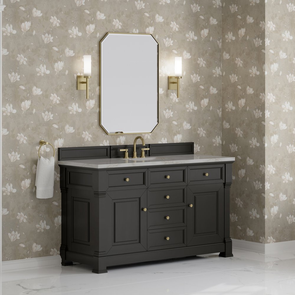 James Martin - Brookfield 60" Single Vanity, Black Onyx w/ 3 CM Victorian Silver Silestone Top - 547-V60S-BKO-3VSL view 4