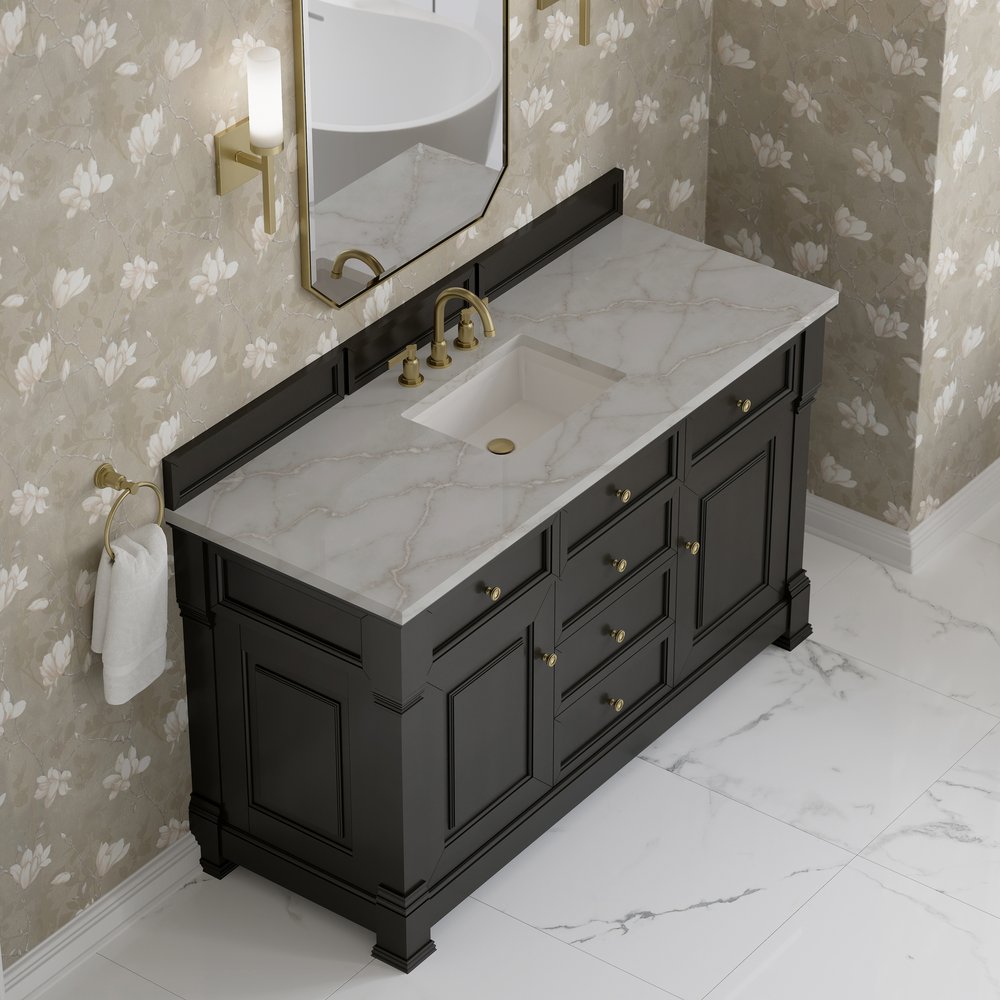 James Martin - Brookfield 60" Single Vanity, Black Onyx w/ 3 CM Victorian Silver Silestone Top - 547-V60S-BKO-3VSL view 7