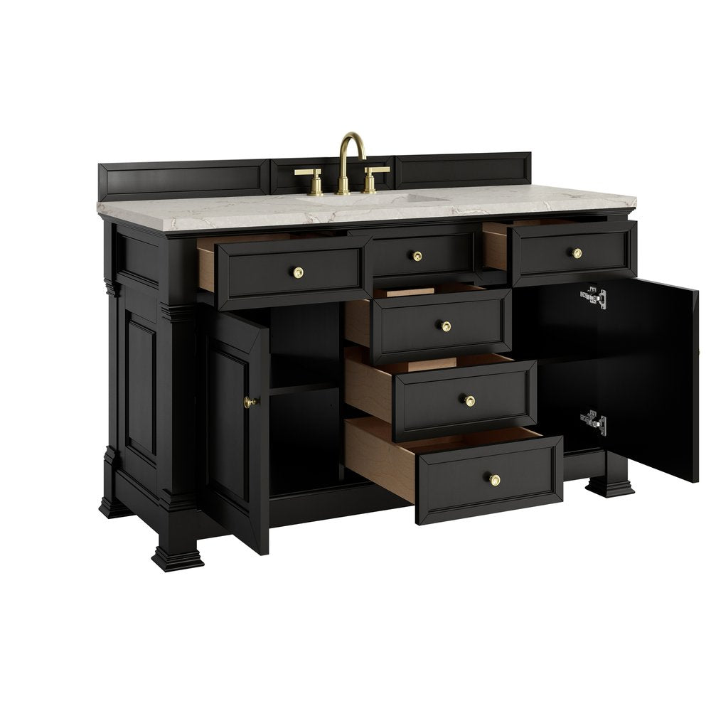 James Martin - Brookfield 60" Single Vanity, Black Onyx w/ 3 CM Victorian Silver Silestone Top - 547-V60S-BKO-3VSL view 8