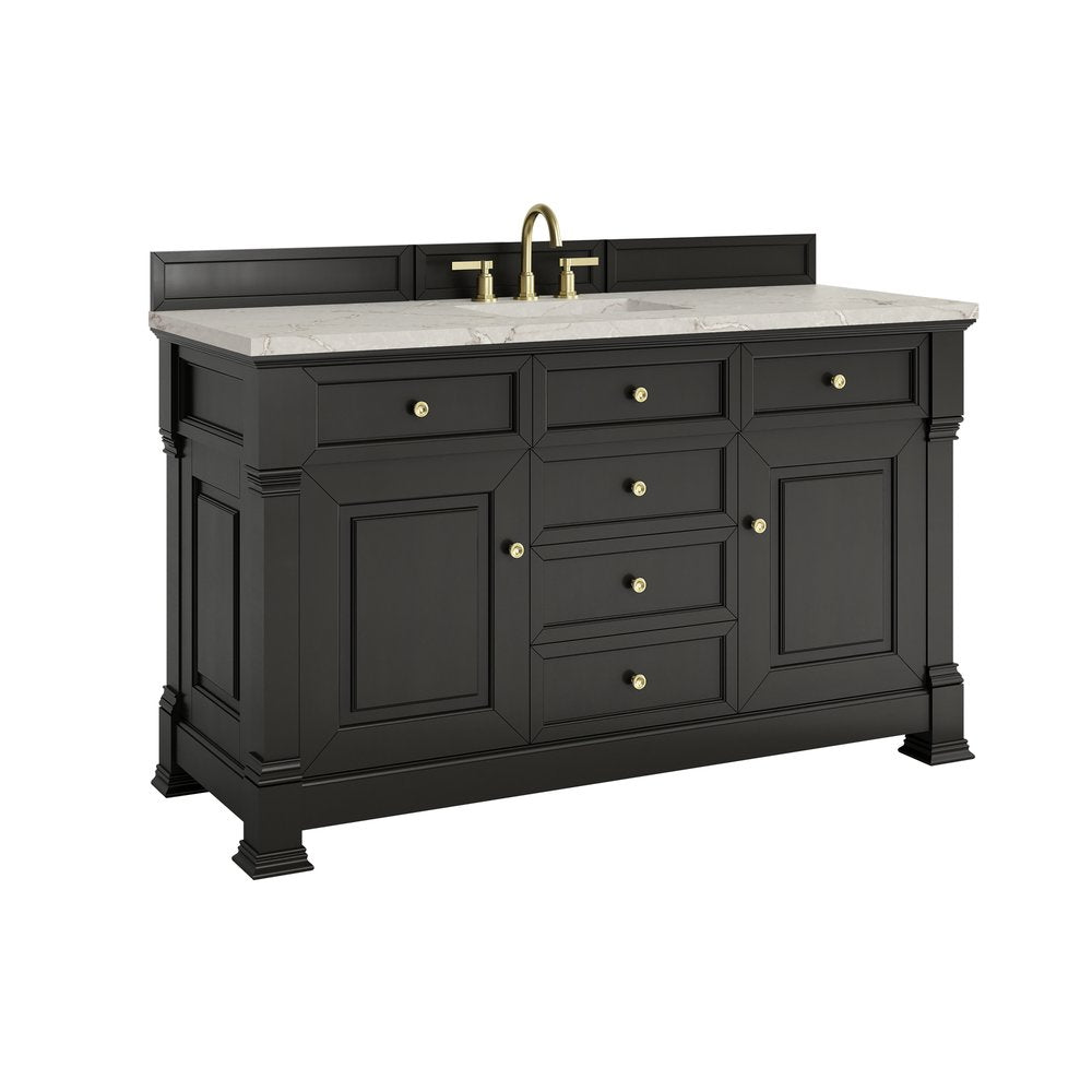 James Martin - Brookfield 60" Single Vanity, Black Onyx w/ 3 CM Victorian Silver Silestone Top - 547-V60S-BKO-3VSL view 10