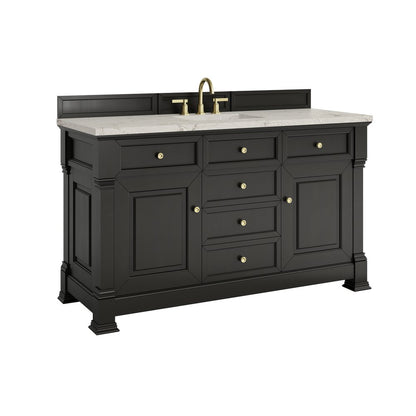 James Martin - Brookfield 60" Single Vanity, Black Onyx w/ 3 CM Victorian Silver Silestone Top - 547-V60S-BKO-3VSL view 10
