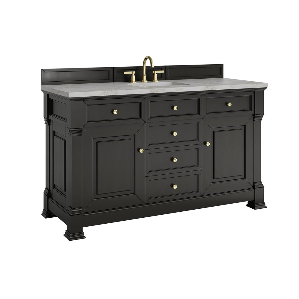 James Martin - Brookfield 60" Single Vanity, Black Onyx w/ 3 CM Victorian Silver Silestone Top - 547-V60S-BKO-3VSL view 11