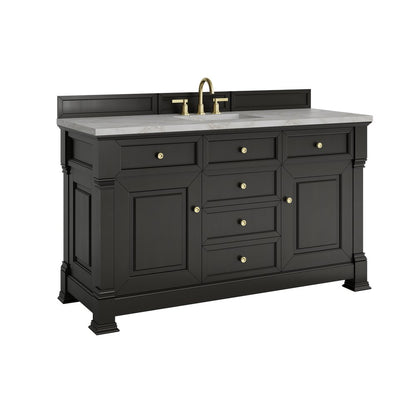 James Martin - Brookfield 60" Single Vanity, Black Onyx w/ 3 CM Victorian Silver Silestone Top - 547-V60S-BKO-3VSL view 11