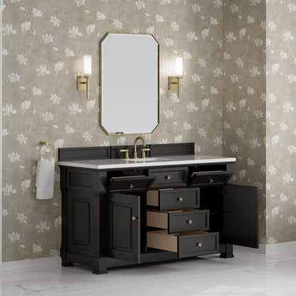 James Martin - Brookfield 60" Single Vanity, Black Onyx, w/ 3 CM White Zeus Silestone Top - 547-V60S-BKO-3WZ view 5