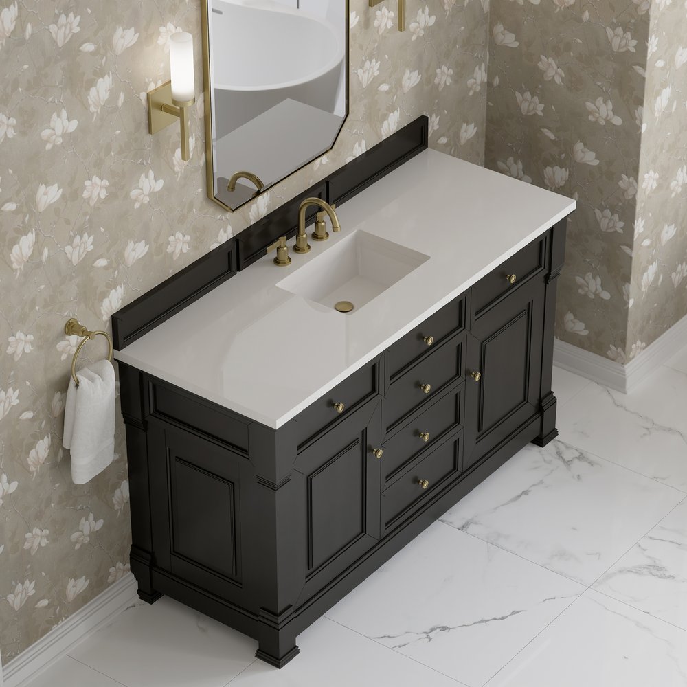 James Martin - Brookfield 60" Single Vanity, Black Onyx, w/ 3 CM White Zeus Silestone Top - 547-V60S-BKO-3WZ view 7