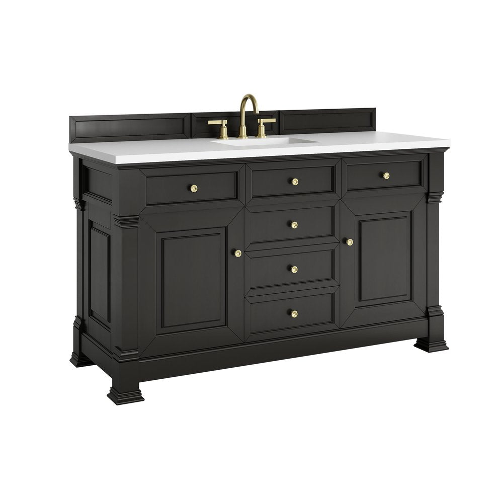James Martin - Brookfield 60" Single Vanity, Black Onyx, w/ 3 CM White Zeus Silestone Top - 547-V60S-BKO-3WZ view 10