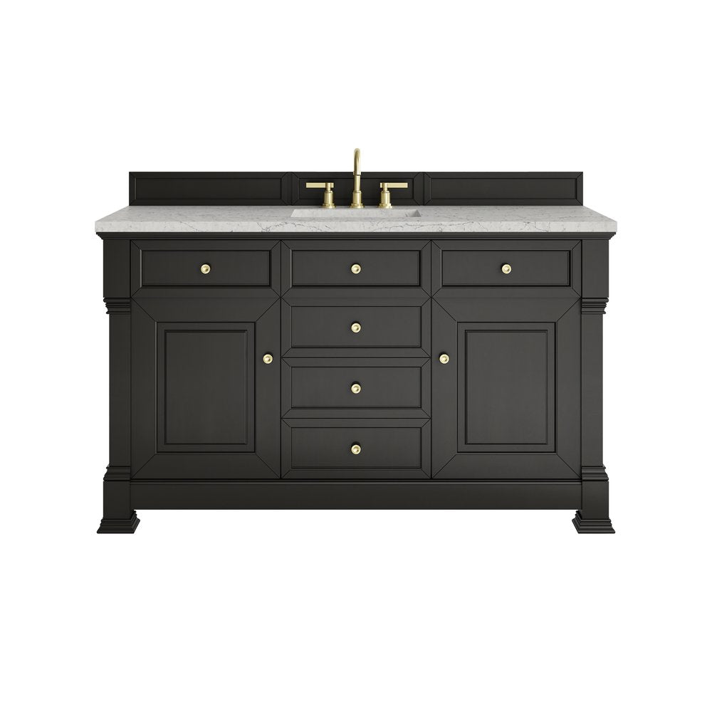 James Martin - Brookfield 60" Single Vanity, Black Onyx w/3CM Eternal Jasmine Pearl Silestone Top - 547-V60S-BKO-3EJP view 1