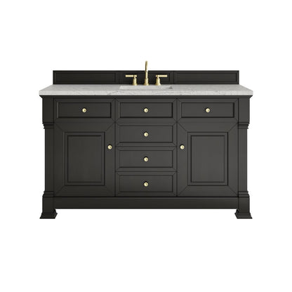 James Martin - Brookfield 60" Single Vanity, Black Onyx w/3CM Eternal Jasmine Pearl Silestone Top - 547-V60S-BKO-3EJP view 1