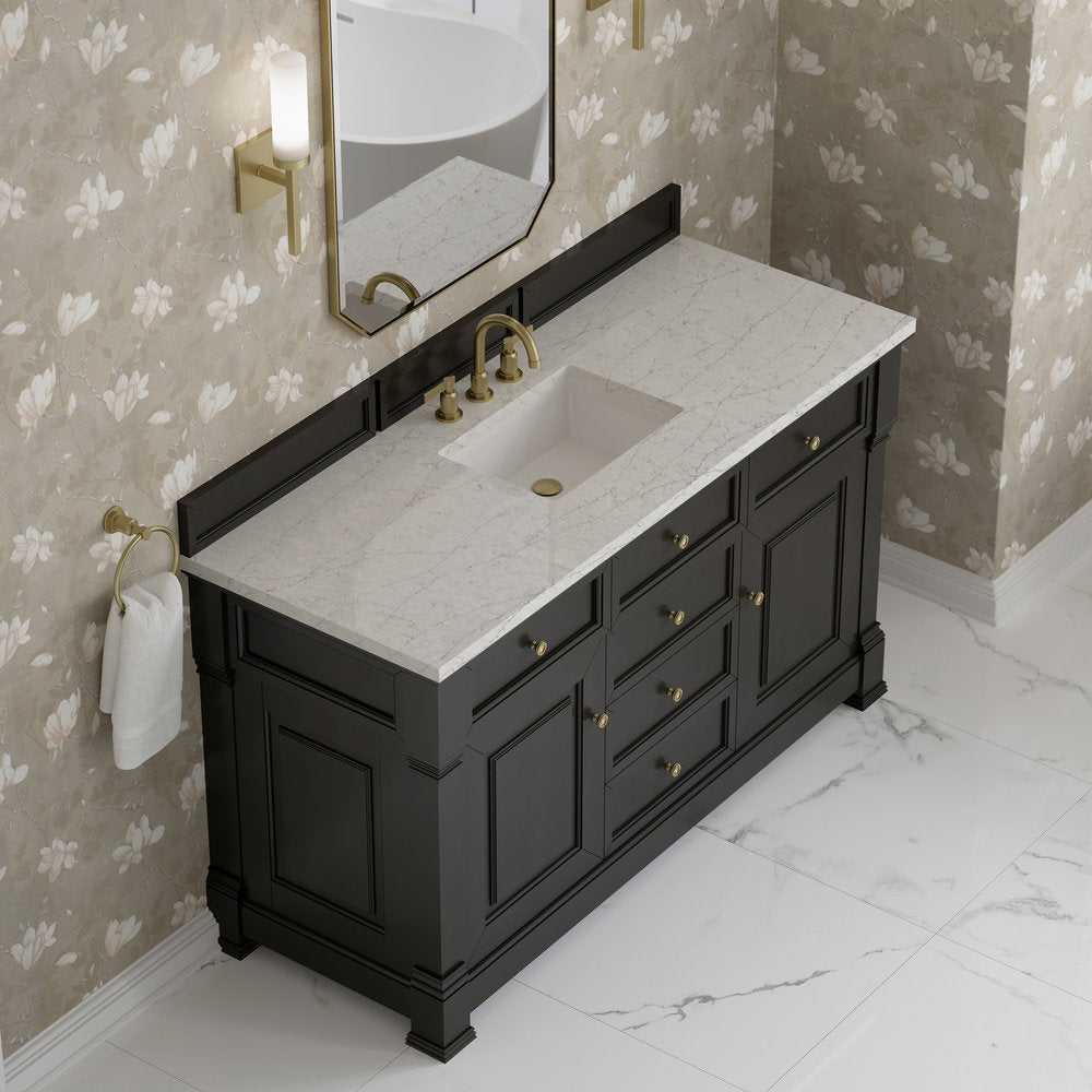 James Martin - Brookfield 60" Single Vanity, Black Onyx w/3CM Eternal Jasmine Pearl Silestone Top - 547-V60S-BKO-3EJP view 7