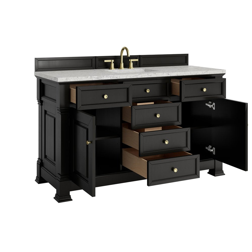 James Martin - Brookfield 60" Single Vanity, Black Onyx w/3CM Eternal Jasmine Pearl Silestone Top - 547-V60S-BKO-3EJP view 8