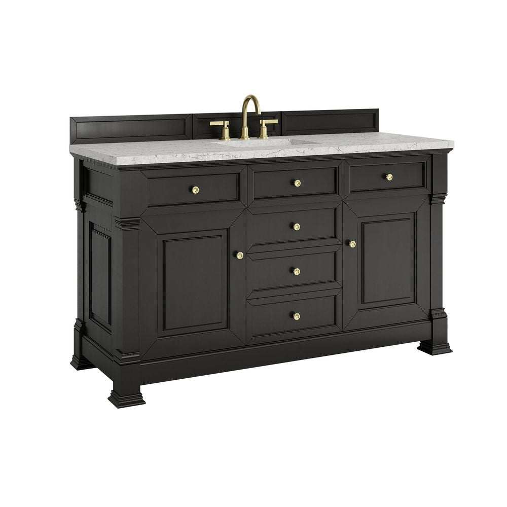 James Martin - Brookfield 60" Single Vanity, Black Onyx w/3CM Eternal Jasmine Pearl Silestone Top - 547-V60S-BKO-3EJP view 10