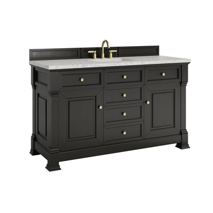 James Martin - Brookfield 60" Single Vanity, Black Onyx w/3CM Eternal Jasmine Pearl Silestone Top - 547-V60S-BKO-3EJP view 10