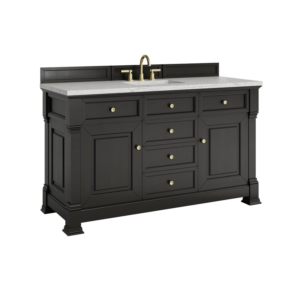 James Martin - Brookfield 60" Single Vanity, Black Onyx w/3CM Eternal Jasmine Pearl Silestone Top - 547-V60S-BKO-3EJP view 11