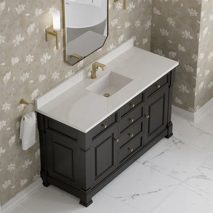 James Martin - Brookfield 60" Single Vanity, Black Onyx w/ Single Hole 3 CM White Zeus Silestone Top & Backsplash - 547-V60S-BKO-1WZ view 7