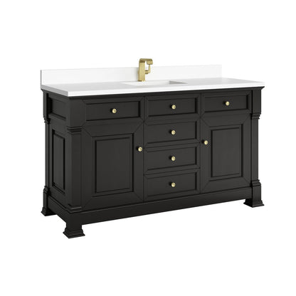 James Martin - Brookfield 60" Single Vanity, Black Onyx w/ Single Hole 3 CM White Zeus Silestone Top & Backsplash - 547-V60S-BKO-1WZ view 9