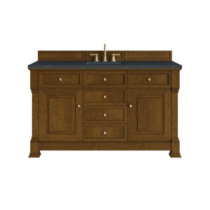 James Martin - Brookfield 60" Single Vanity, Honey Oak w/3 CM Charcoal Soapstone Silestone Top - 547-V60S-HNO-3CSP view 1