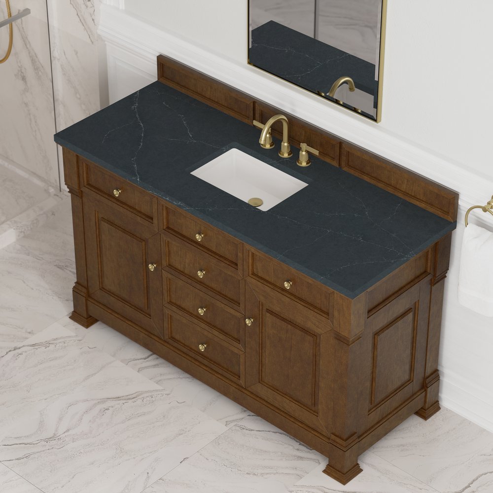 James Martin - Brookfield 60" Single Vanity, Honey Oak w/3 CM Charcoal Soapstone Silestone Top - 547-V60S-HNO-3CSP view 7