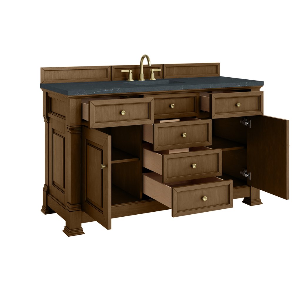 James Martin - Brookfield 60" Single Vanity, Honey Oak w/3 CM Charcoal Soapstone Silestone Top - 547-V60S-HNO-3CSP view 8