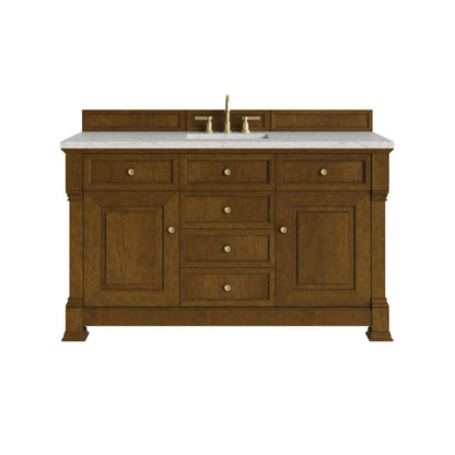 James Martin - Brookfield 60" Single Vanity, Honey Oak w/3 CM Eternal Jasmine Pearl Silestone Top - 547-V60S-HNO-3EJP view 1