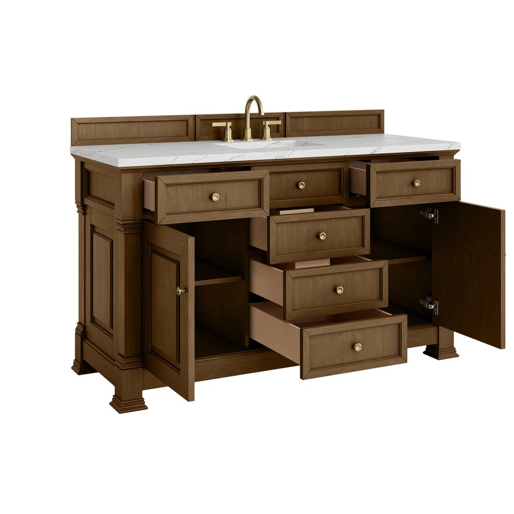 James Martin - Brookfield 60" Single Vanity, Honey Oak w/ 3 CM Ethereal Noctis Silestone Top - 547-V60S-HNO-3ENC view 8
