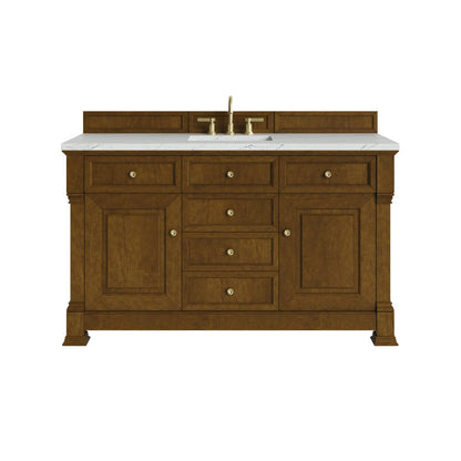 James Martin - Brookfield 60" Single Vanity, Honey Oak w/ 3 CM Ethereal Noctis Silestone Top w/ FreePower Wireless Charger - 547-V60S-HNO-FENC view 1