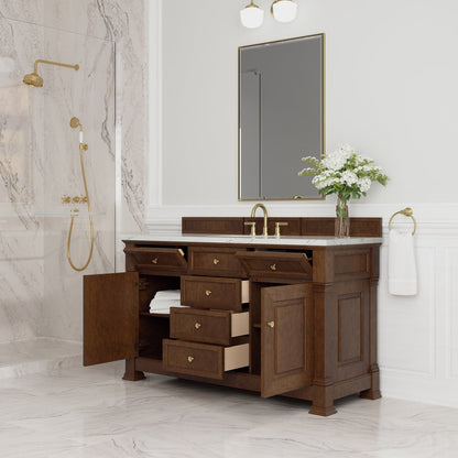 James Martin - Brookfield 60" Single Vanity, Honey Oak w/ 3 CM Ethereal Noctis Silestone Top w/ FreePower Wireless Charger - 547-V60S-HNO-FENC view 6