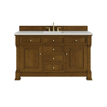 James Martin - Brookfield 60" Single Vanity, Honey Oak w/ 3 CM Lime Delight Silestone Top - 547-V60S-HNO-3LDL view 1