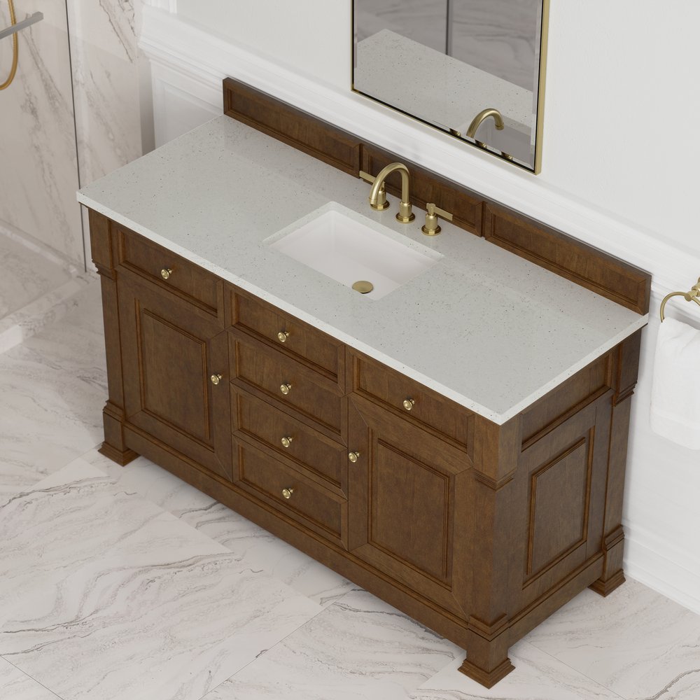 James Martin - Brookfield 60" Single Vanity, Honey Oak w/ 3 CM Lime Delight Silestone Top - 547-V60S-HNO-3LDL view 7