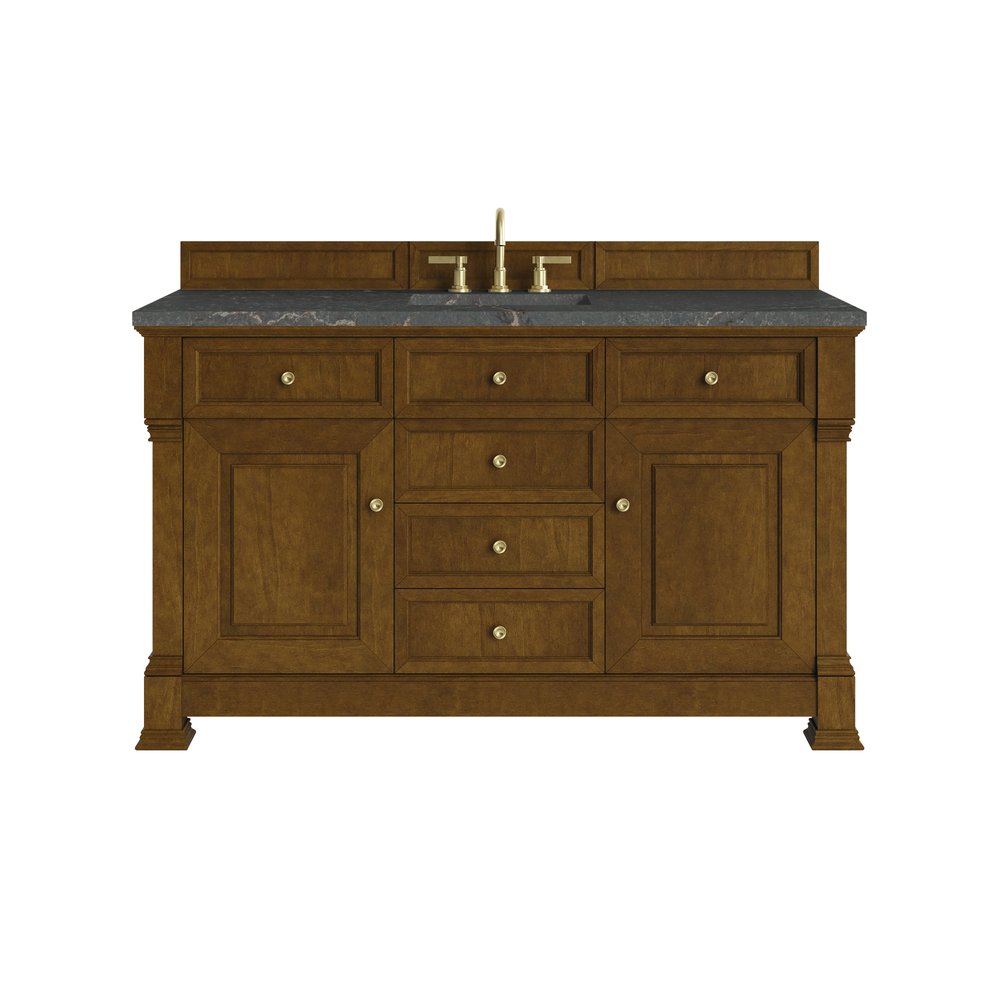 James Martin - Brookfield 60" Single Vanity, Honey Oak w/ 3 CM Parisien Bleu Silestone Top - 547-V60S-HNO-3PBL view 1