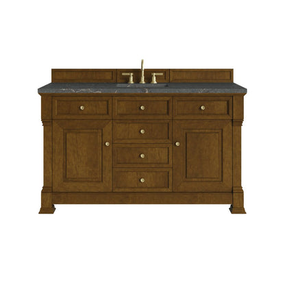 James Martin - Brookfield 60" Single Vanity, Honey Oak w/ 3 CM Parisien Bleu Silestone Top - 547-V60S-HNO-3PBL view 1