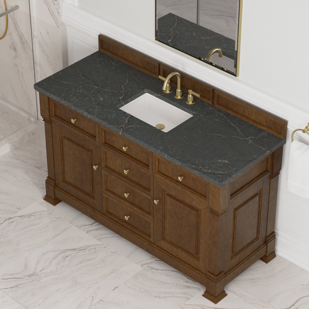 James Martin - Brookfield 60" Single Vanity, Honey Oak w/ 3 CM Parisien Bleu Silestone Top - 547-V60S-HNO-3PBL view 7