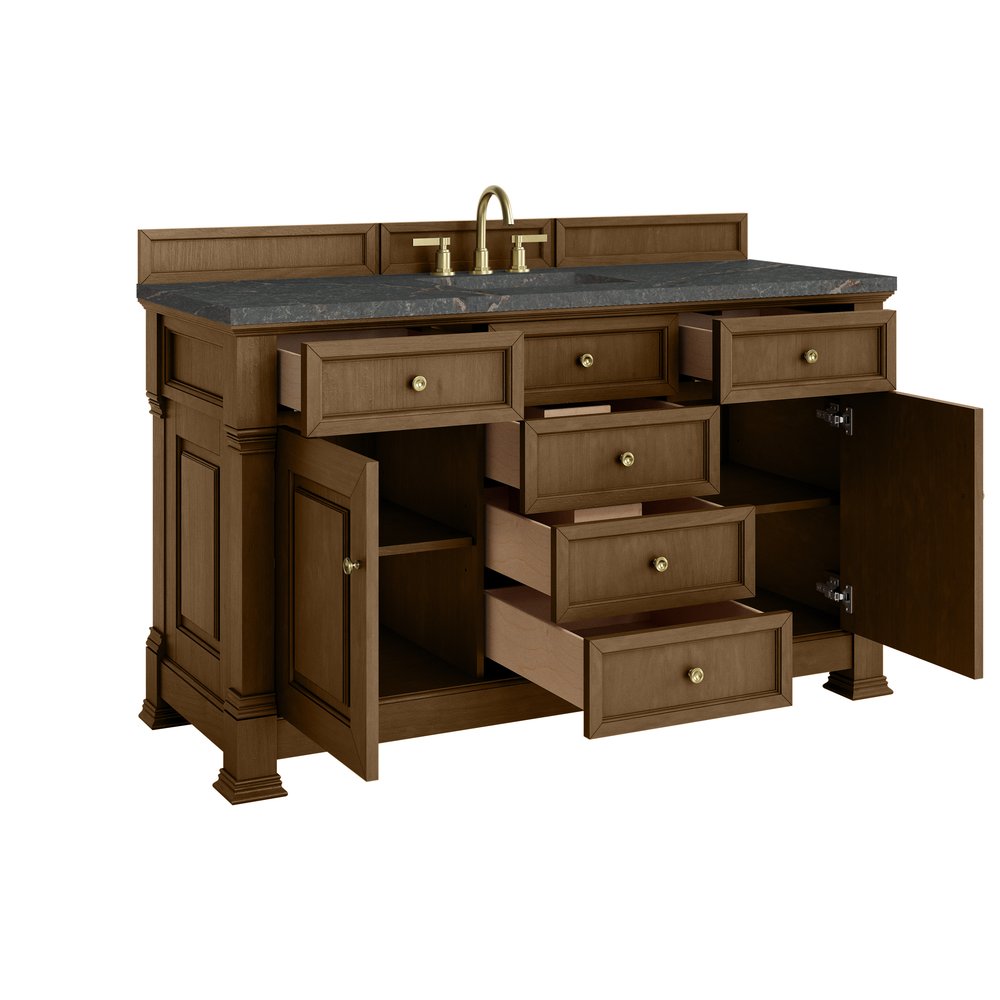 James Martin - Brookfield 60" Single Vanity, Honey Oak w/ 3 CM Parisien Bleu Silestone Top - 547-V60S-HNO-3PBL view 8