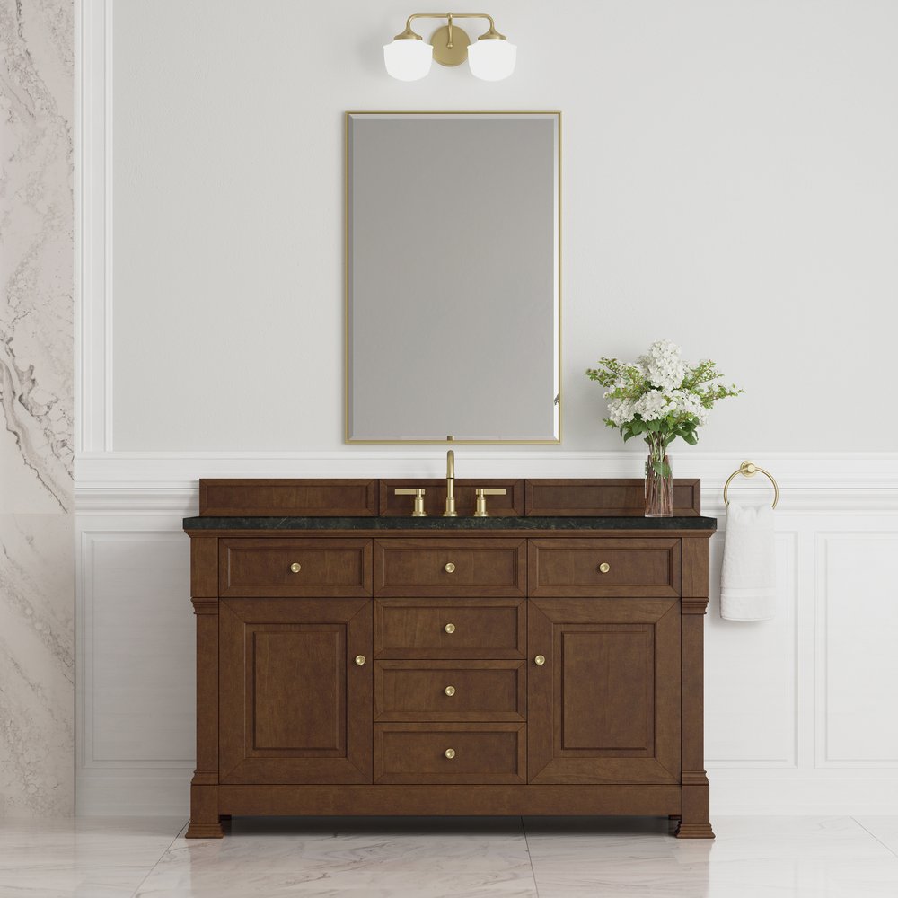 James Martin - Brookfield 60" Single Vanity, Honey Oak, w/ 3 CM Phantome Eclos Top - 547-V60S-HNO-3PHT view 3