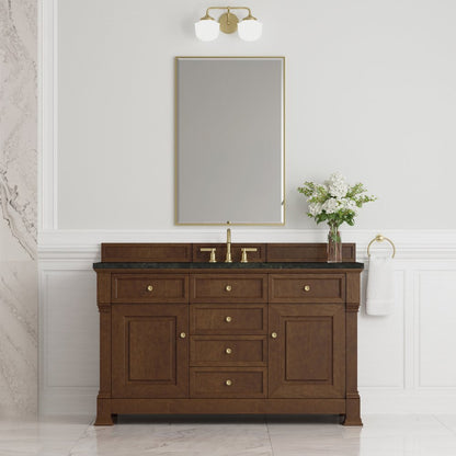 James Martin - Brookfield 60" Single Vanity, Honey Oak, w/ 3 CM Phantome Eclos Top - 547-V60S-HNO-3PHT view 3