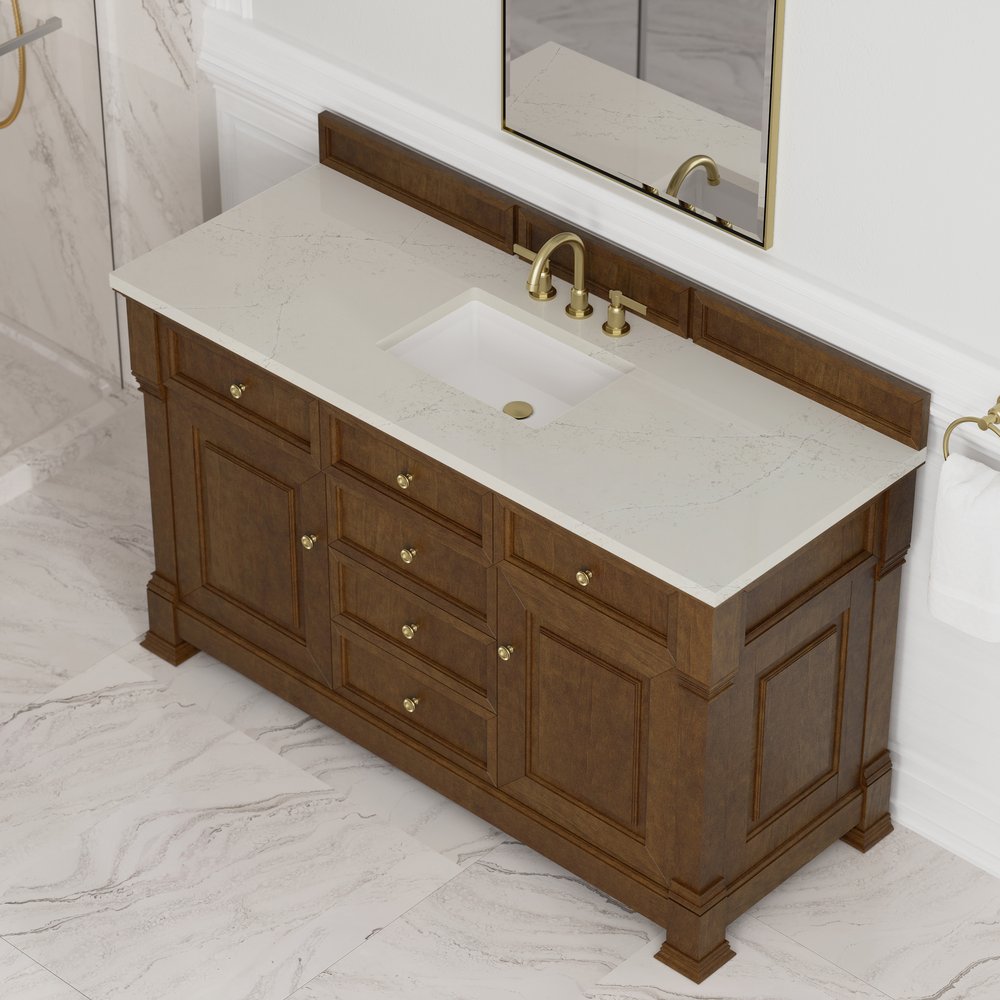 James Martin - Brookfield 60" Single Vanity, Honey Oak, w/ 3 CM Siberian Silestone Top - 547-V60S-HNO-3SFR view 7