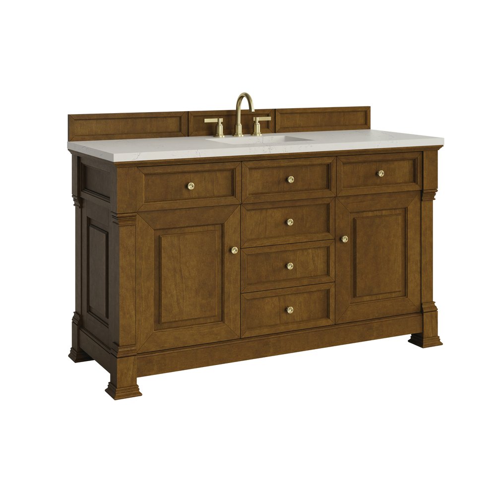 James Martin - Brookfield 60" Single Vanity, Honey Oak, w/ 3 CM Siberian Silestone Top - 547-V60S-HNO-3SFR view 9