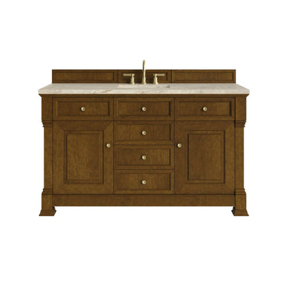 James Martin - Brookfield 60" Single Vanity, Honey Oak, w/ 3 CM Tajnar Eclos Top - 547-V60S-HNO-3TJR view 1
