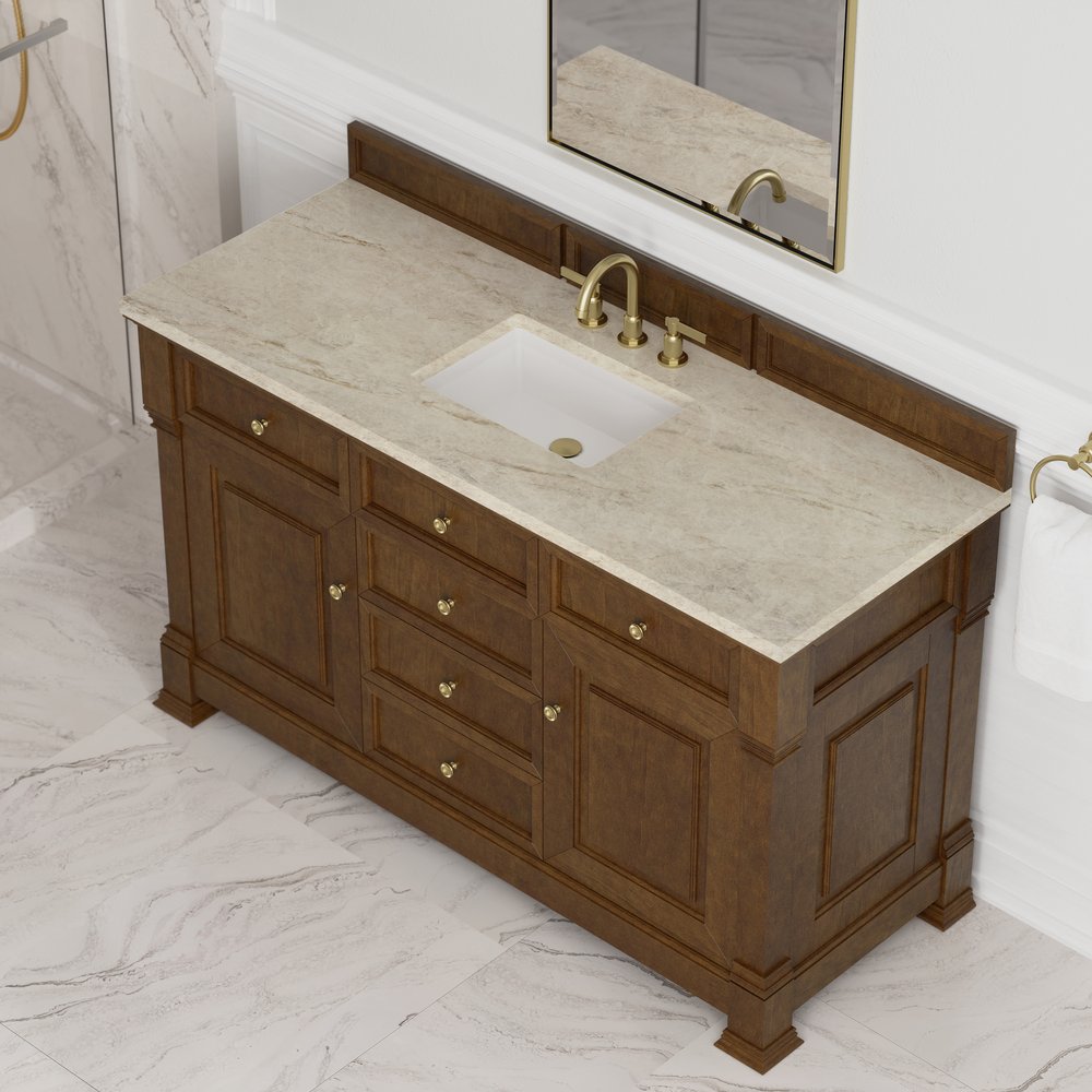 James Martin - Brookfield 60" Single Vanity, Honey Oak, w/ 3 CM Tajnar Eclos Top - 547-V60S-HNO-3TJR view 7