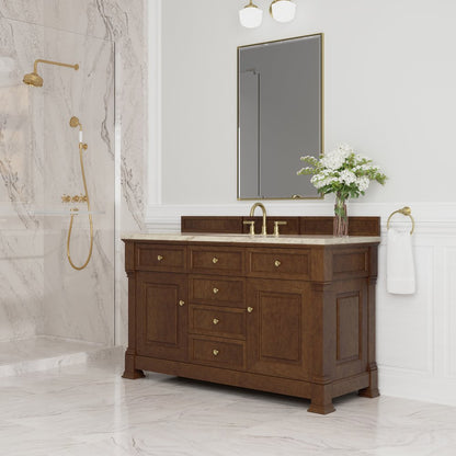 James Martin - Brookfield 60" Single Vanity, Honey Oak, w/ 3 CM Tajnar Eclos Top w/FreePower Wireless Charger - 547-V60S-HNO-FTJR view 4