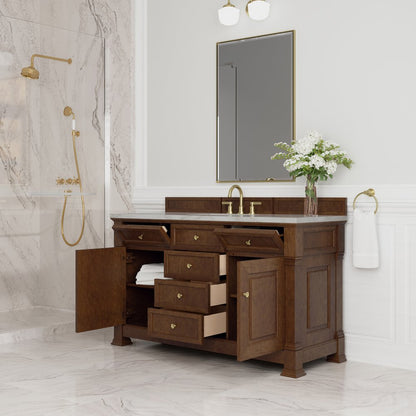 James Martin - Brookfield 60" Single Vanity, Honey Oak w/ 3 CM Victorian Silver Silestone Top - 547-V60S-HNO-3VSL view 5