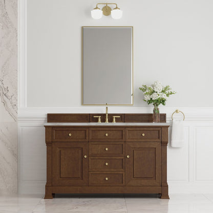 James Martin - Brookfield 60" Single Vanity, Honey Oak w/ 3 CM Victorian Silver Silestone Top w/ FreePower Wireless Charger - 547-V60S-HNO-FVSL view 4