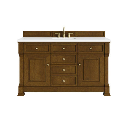 James Martin - Brookfield 60" Single Vanity, Honey Oak,  w/ 3 CM White Zeus Silestone Top - 547-V60S-HNO-3WZ view 1
