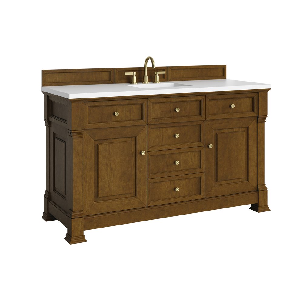 James Martin - Brookfield 60" Single Vanity, Honey Oak,  w/ 3 CM White Zeus Silestone Top - 547-V60S-HNO-3WZ view 10