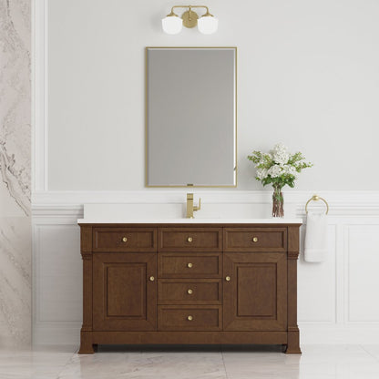 James Martin - Brookfield 60" Single Vanity, Honey Oak w/ Single Hole 3 CM White Zeus Silestone Top & Backsplash - 547-V60S-HNO-1WZ view 3